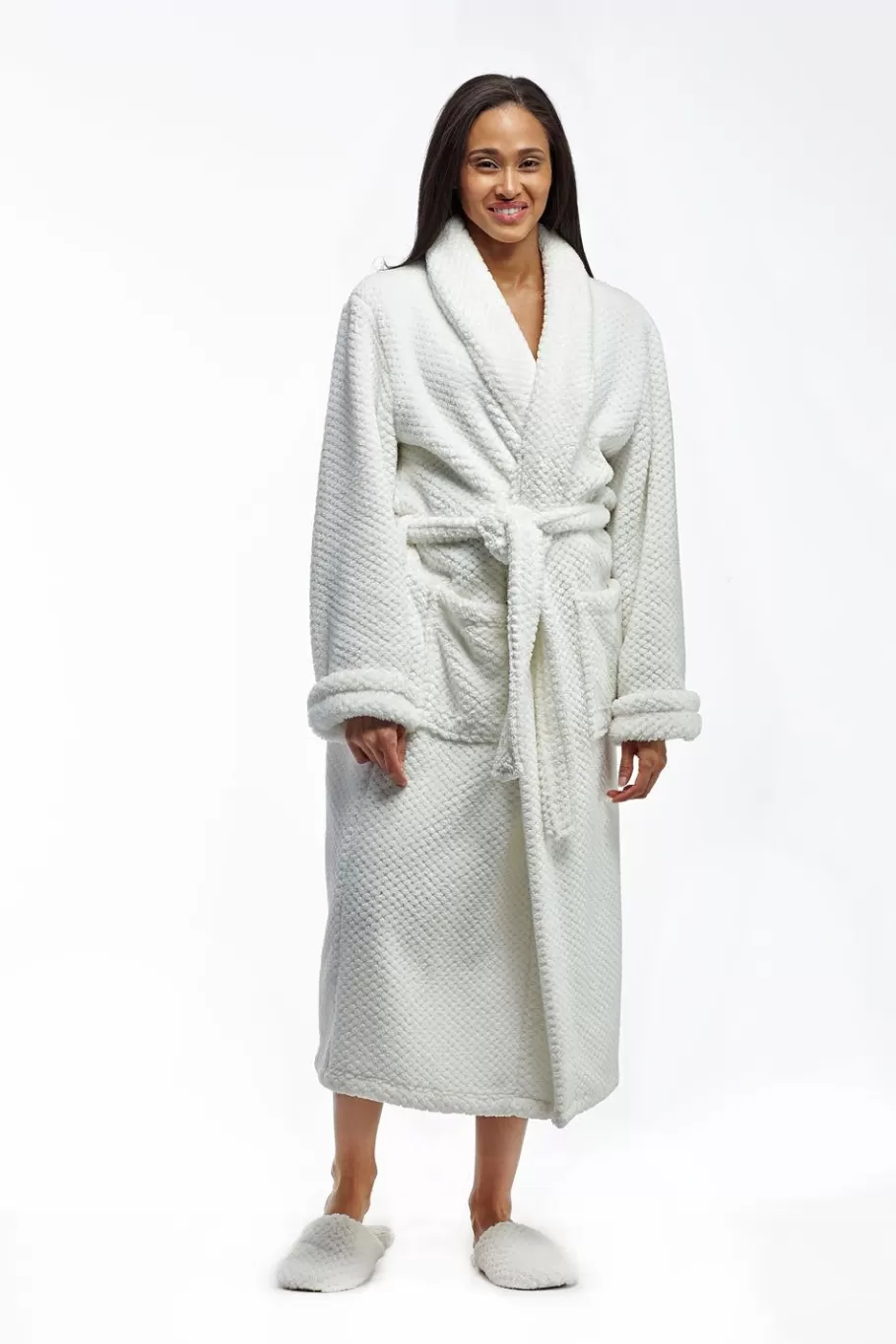 La Cera™ Albornoz De Forro Polar Texturizado De Largo Completo La Cera^ Batas