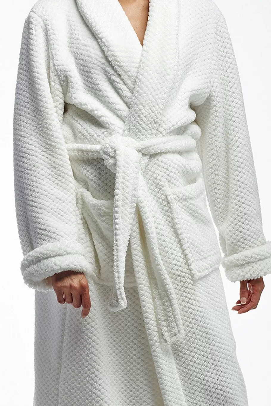 La Cera™ Albornoz De Forro Polar Texturizado De Largo Completo La Cera^ Batas