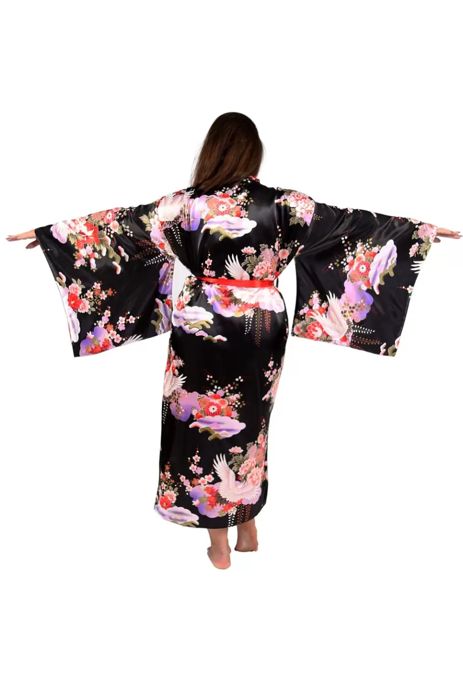 La Cera™ Bata De Saten Floral Con Manga Kimono De Talla Grande^ Más Ropa De Dormir