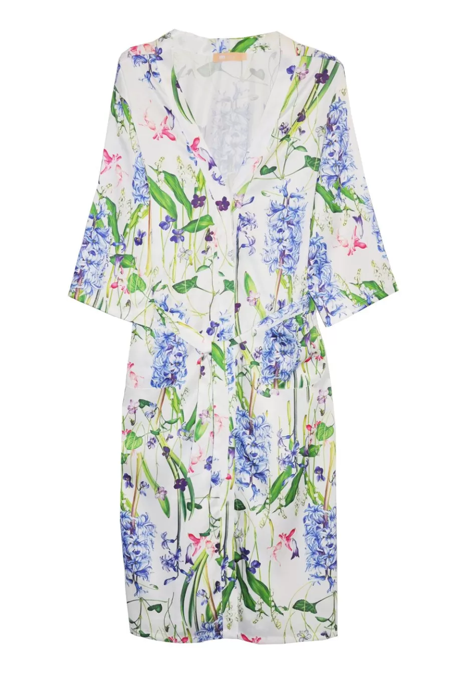 La Cera™ Bata De Saten Floral Larga De Talla Grande^ Más Ropa De Dormir