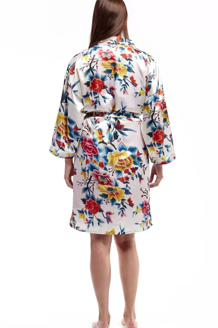 La Cera™ Bata De Saten Floral Multicolor^ Batas