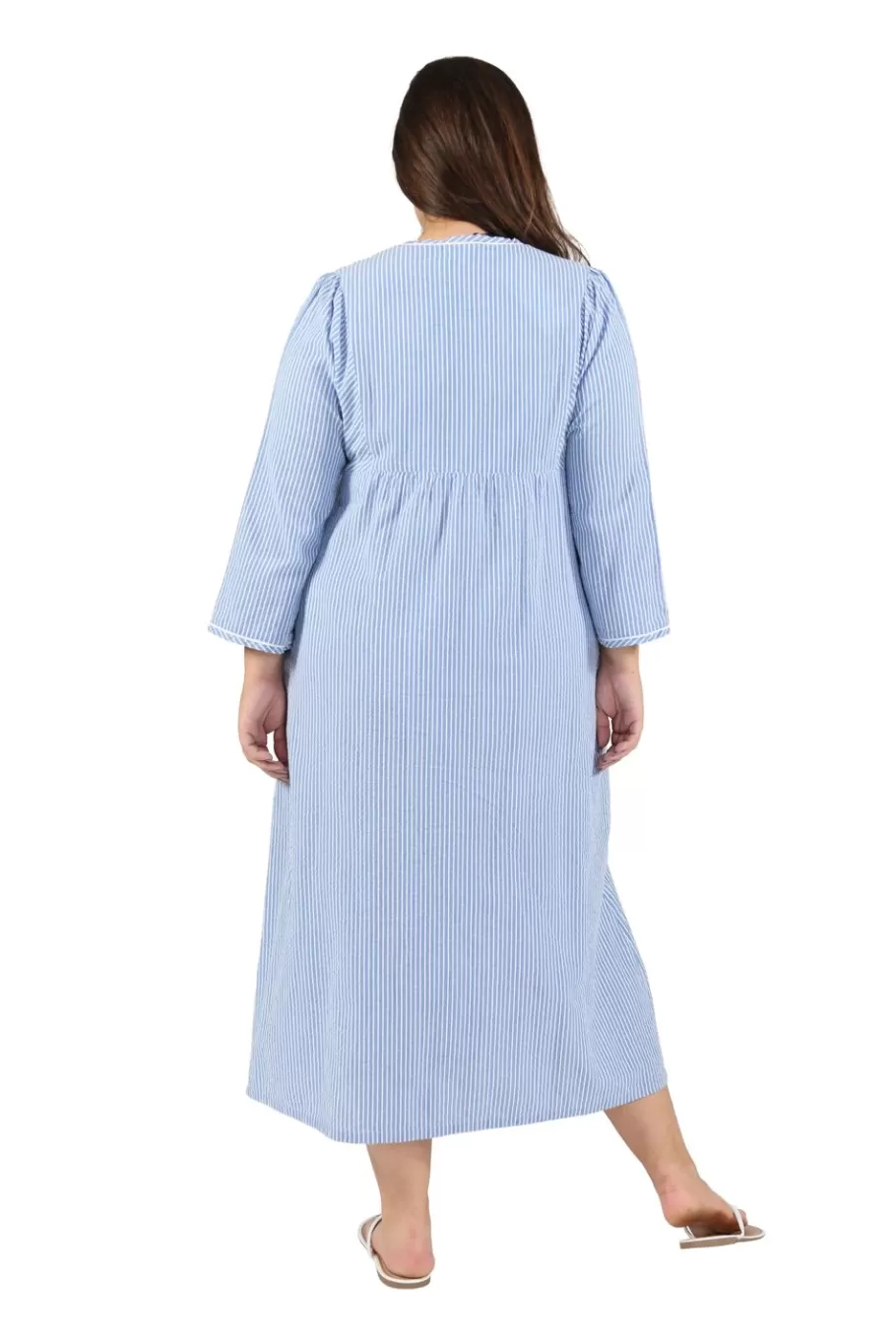 La Cera™ Bata Frontal Con Cremallera De Talla Grande 100% Algodon^ Más Ropa De Dormir