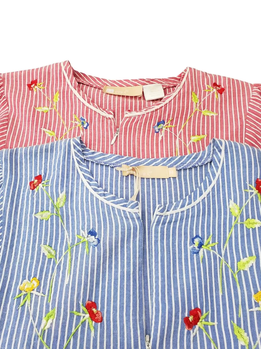 La Cera™ Bata Frontal Con Cremallera De Talla Grande 100% Algodon^ Más Ropa De Dormir