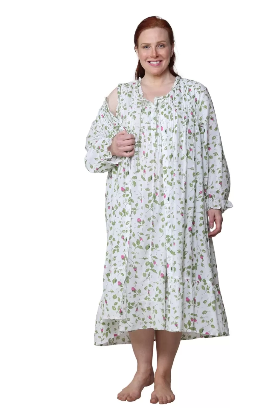 La Cera™ Bata La Cera Rose Vine 100% Algodon - Talla Grande^ Más Ropa De Dormir