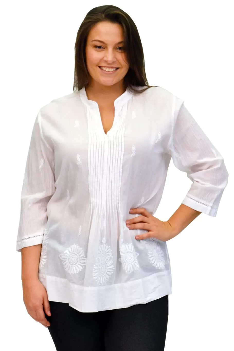 La Cera™ Blusa Plisada Talla Grande La Cera^ Plus Tops