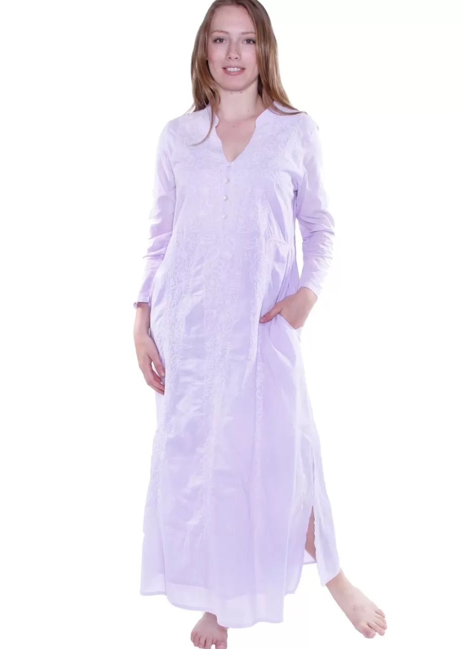 La Cera™ Caftan Bordado Con Cuello En V Y Muesca La Cera^ Caftanes