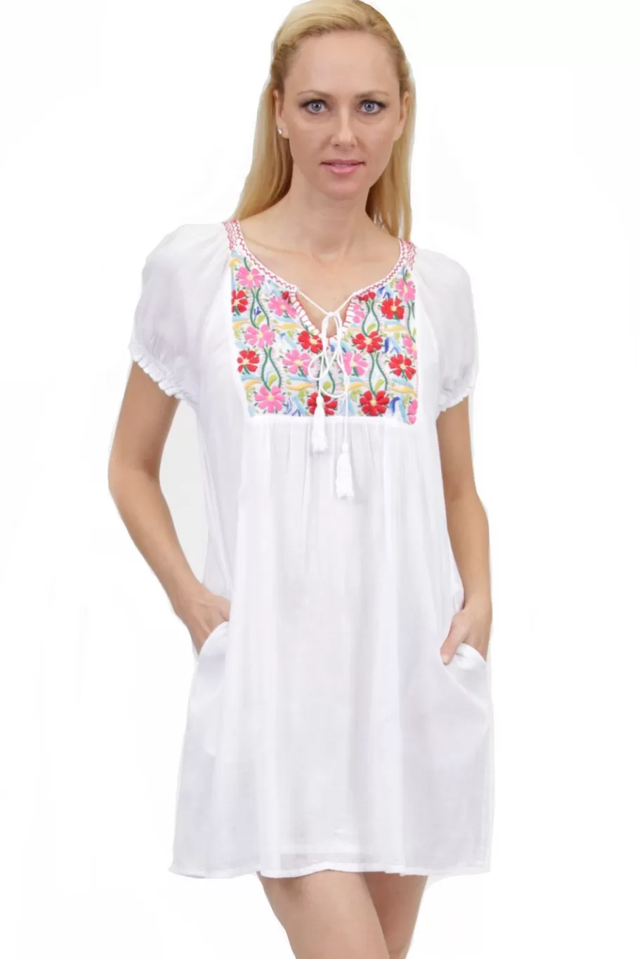 La Cera™ Camisa Campesina Bordada De Manga Corta^ Camisas