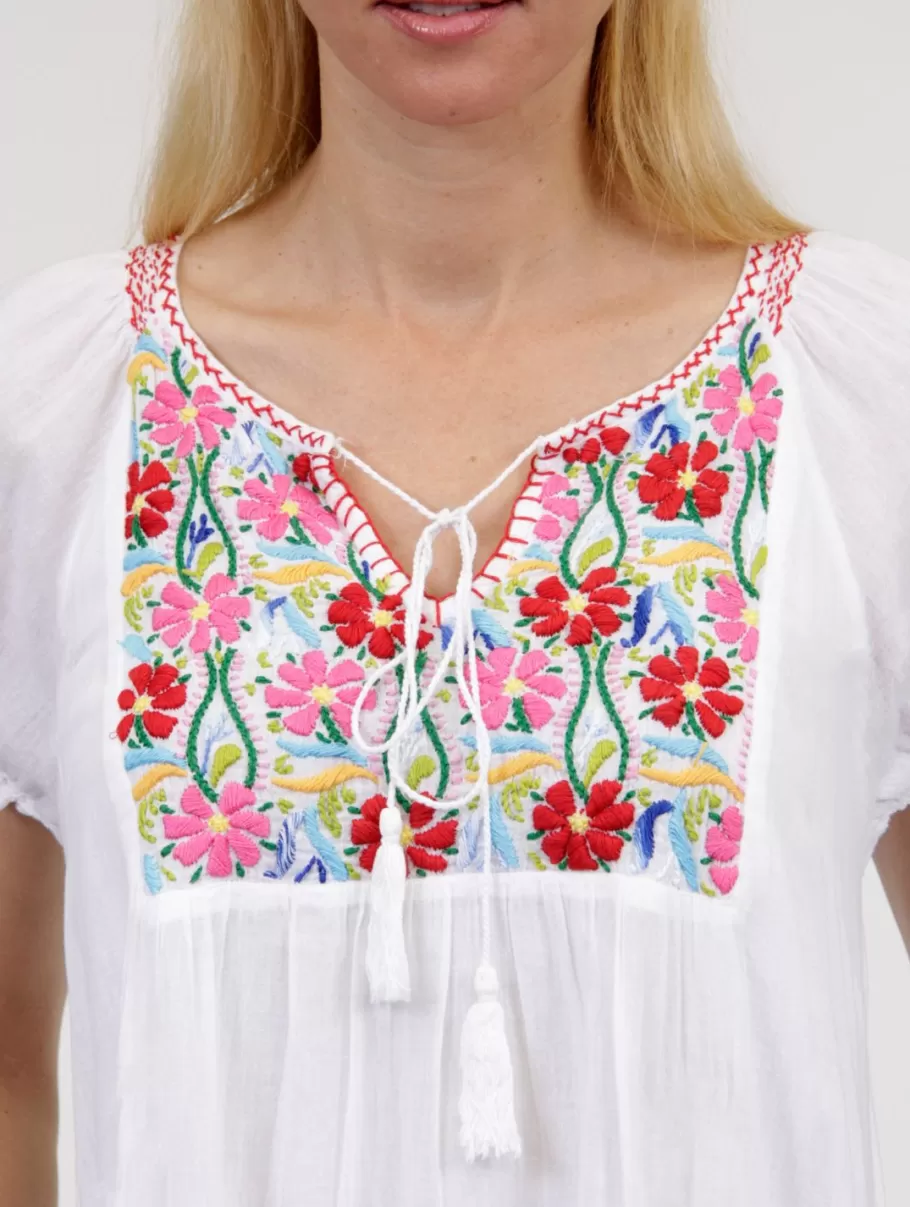 La Cera™ Camisa Campesina Bordada De Manga Corta^ Camisas