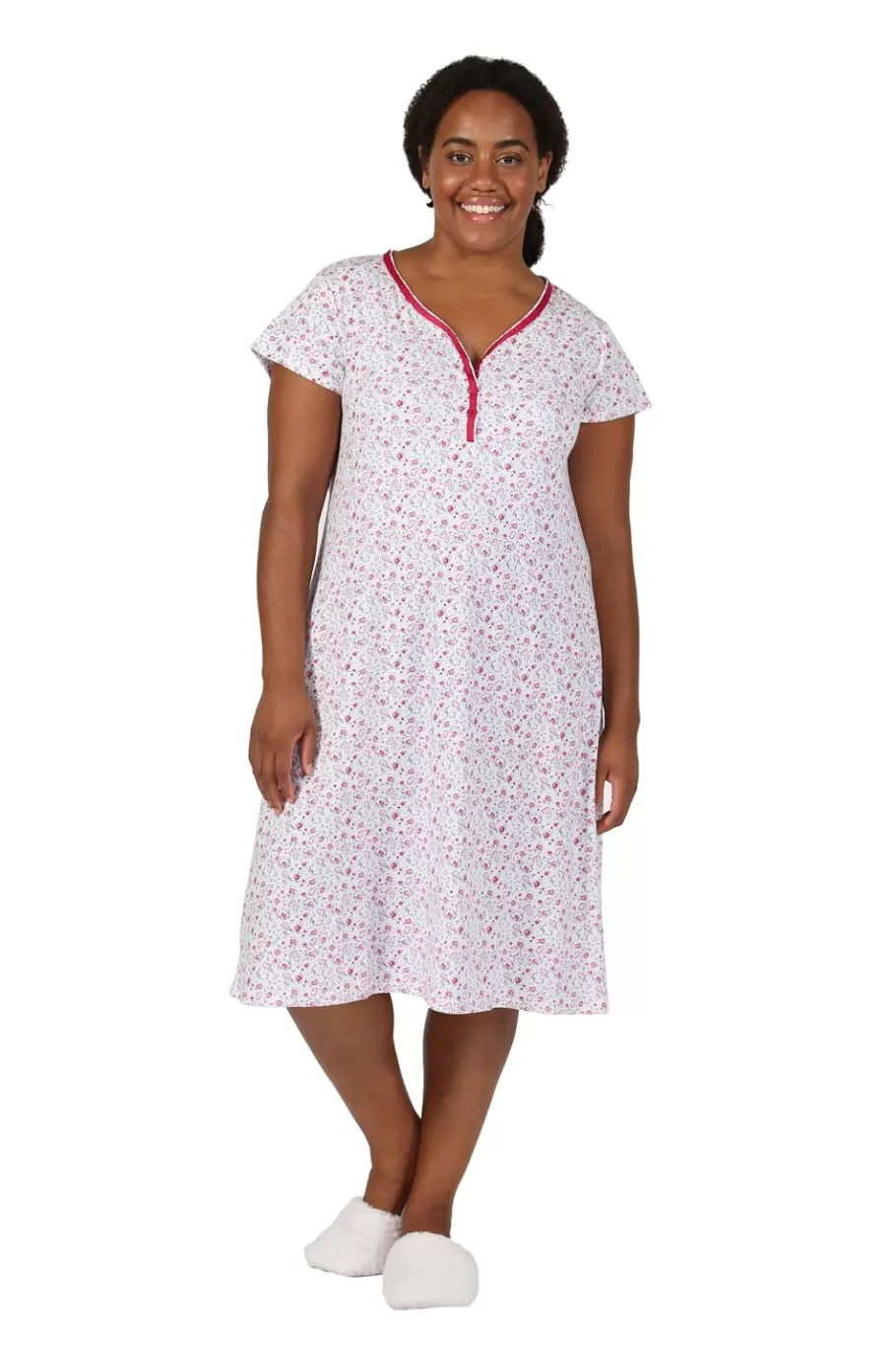 La Cera™ Camisa De Dormir De Punto Floral De Talla Grande^ Más Ropa De Dormir