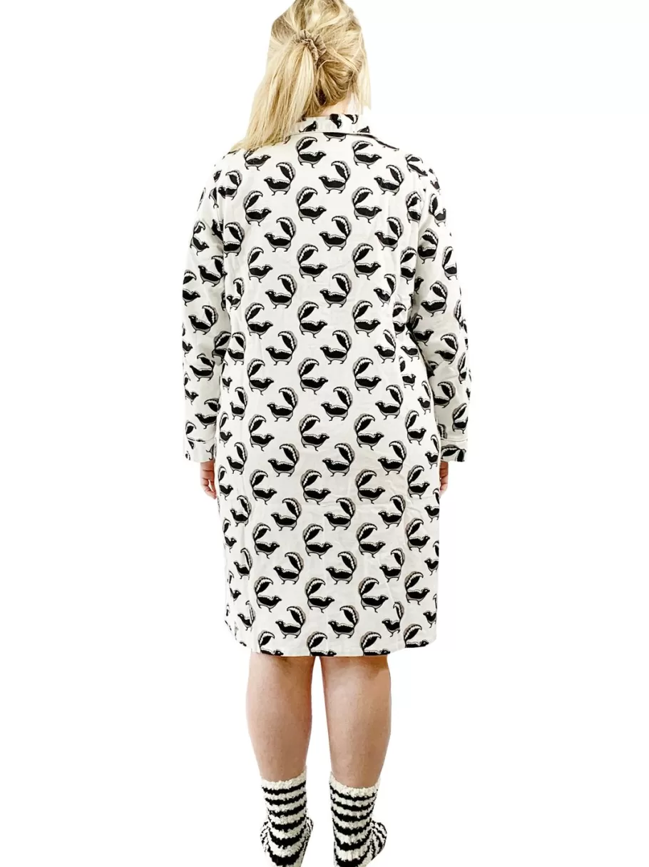 La Cera™ Camisa De Noche De Franela Whimsical Skunk De Talla Grande^ Más Ropa De Dormir