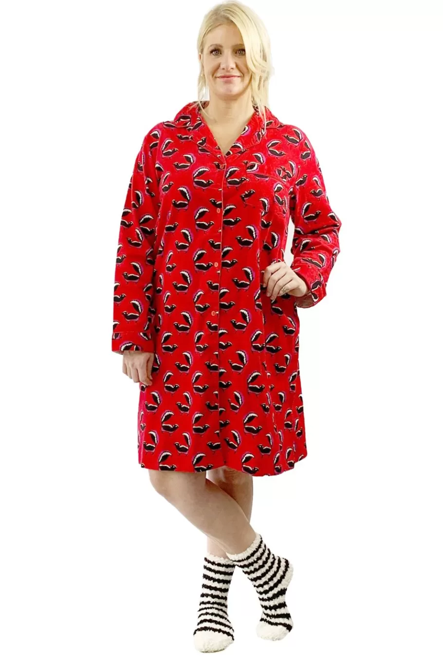 La Cera™ Camisa De Noche De Franela Whimsical Skunk De Talla Grande^ Más Ropa De Dormir