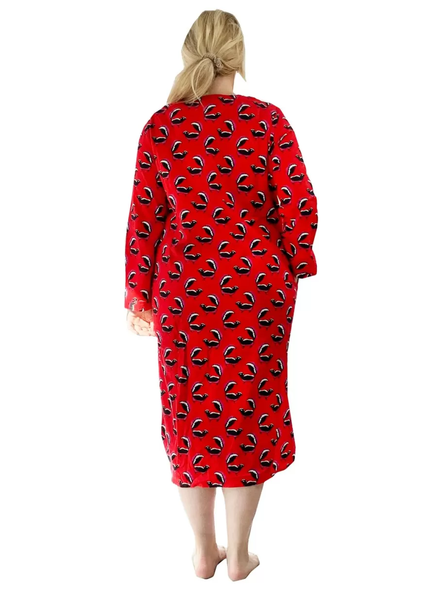 La Cera™ Camisa De Noche Henley De Franela Whimsical Skunk De Talla Grande^ Más Ropa De Dormir