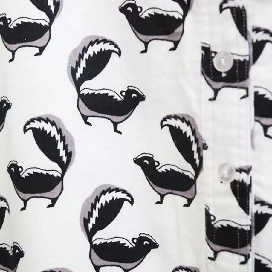 La Cera™ Camisa De Noche Henley De Franela Whimsical Skunk De Talla Grande^ Más Ropa De Dormir