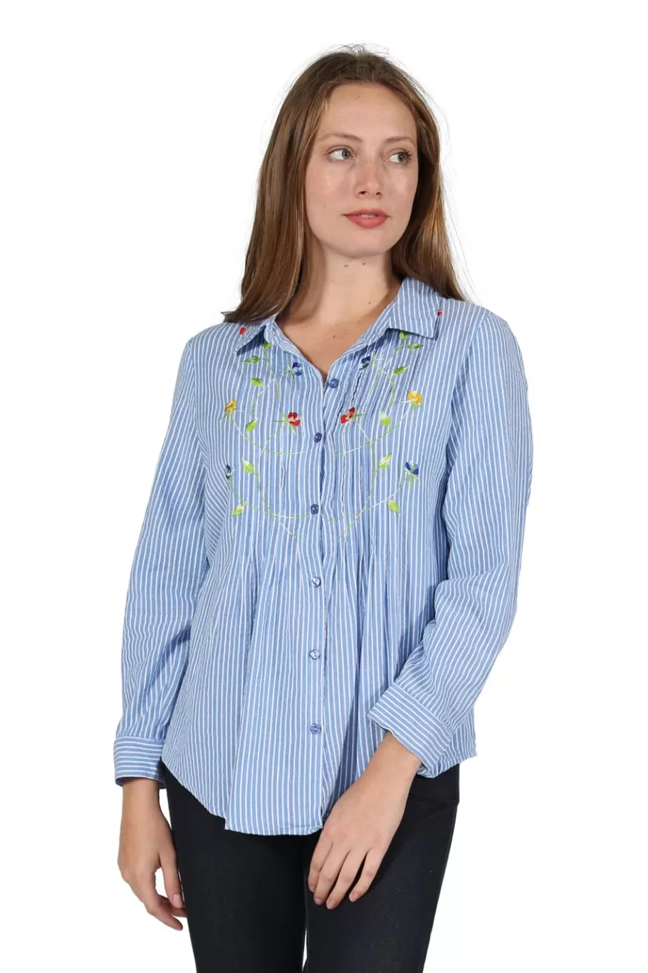 La Cera™ Camisa De Seersucker Con Botones Bordados En La Parte Delantera^ Tapas
