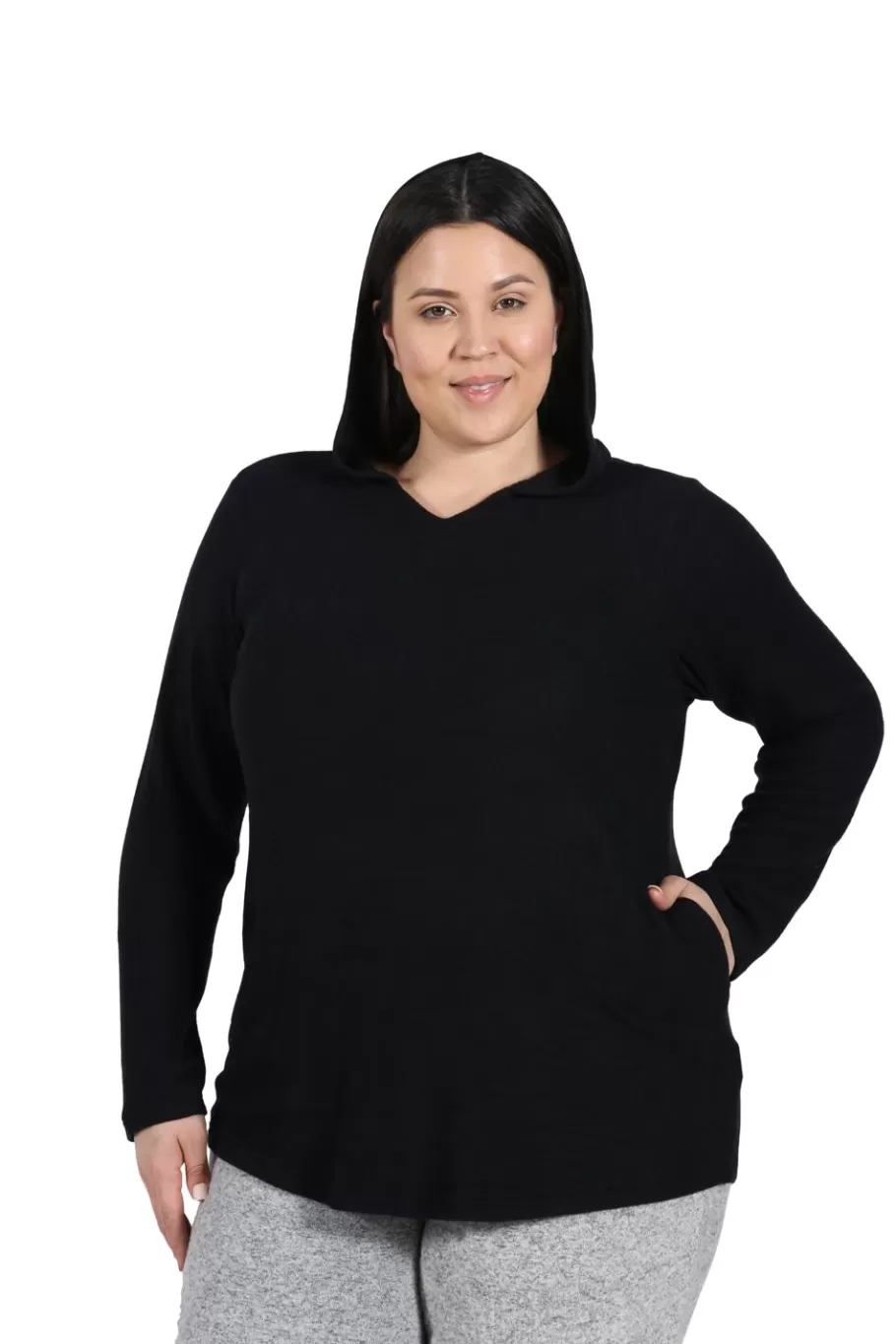 La Cera™ Camiseta Acogedora Con Capucha De Talla Grande^ Más Ropa Cómoda