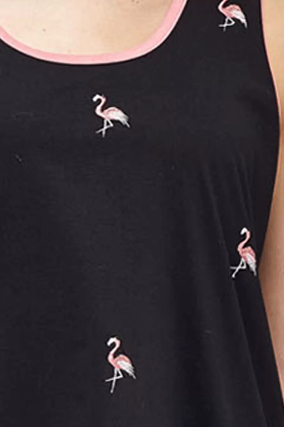 La Cera™ Camiseta Sin Mangas De Punto De Algodon Con Bordado De Flamencos^ Tapas