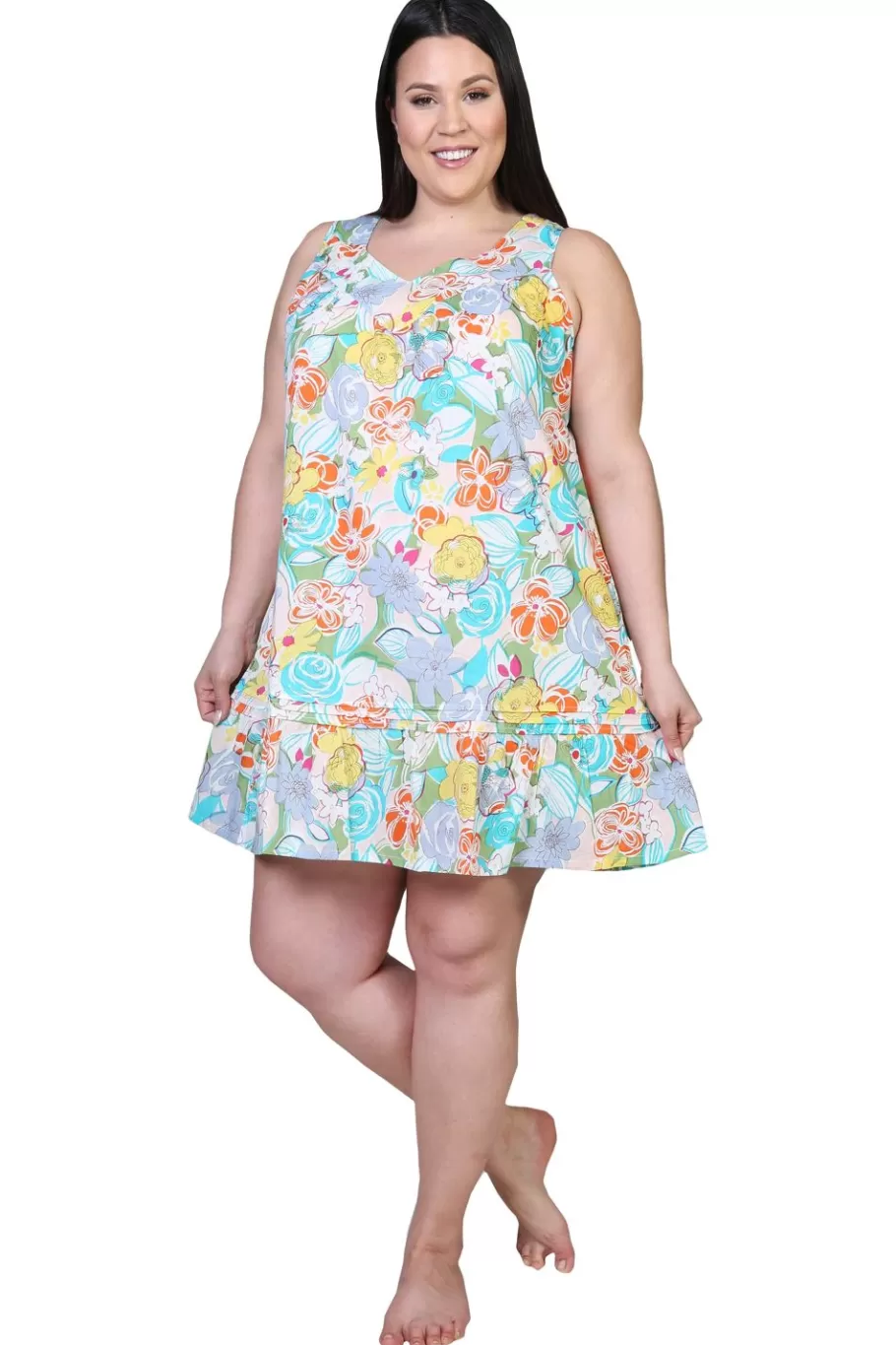 La Cera™ Camison Con Estampado Floral Pastel 100% Algodon La Cera^ Vestidos Tejidos