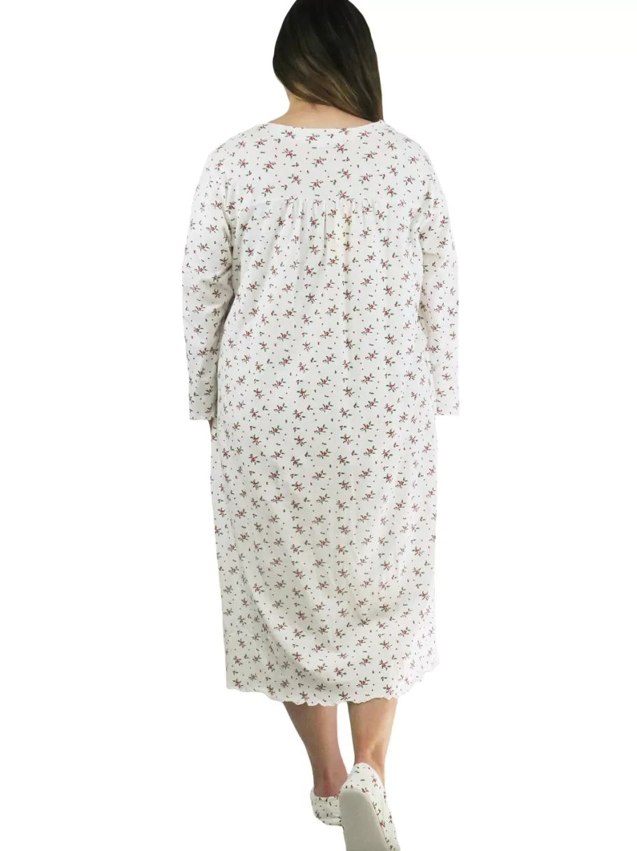 La Cera™ Camison De Muerdago De Punto De Algodon De Manga Larga^ Vestidos