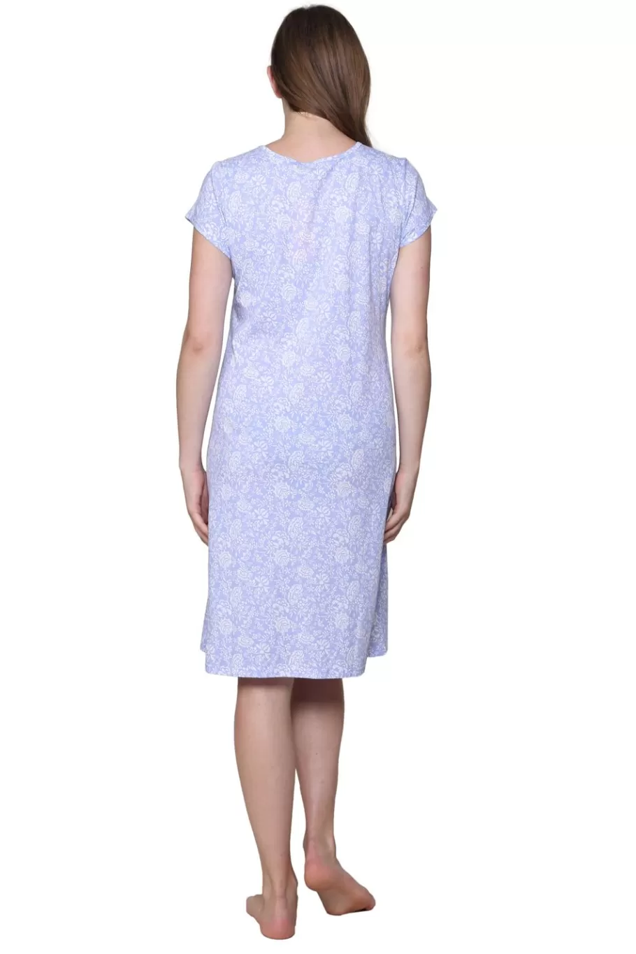 La Cera™ Camison De Punto De Algodon Floral Lila La Cera^ Camisas