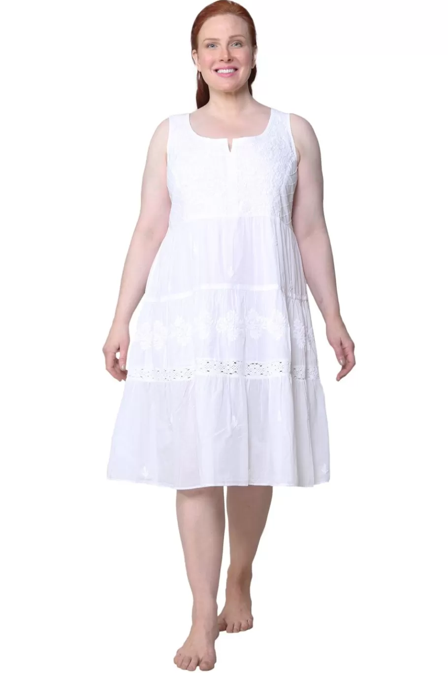 La Cera™ Camison Escalonado Sin Mangas De Talla Grande La Cera^ Más Ropa De Dormir