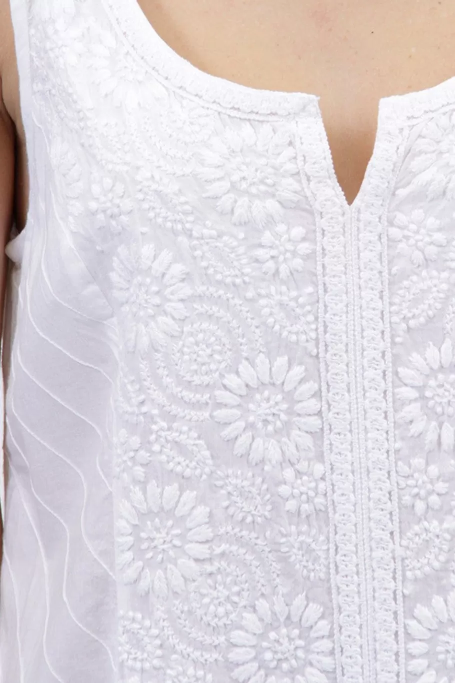 La Cera™ Camison Sin Mangas Con Bordado Floral La Cera^ Camisas