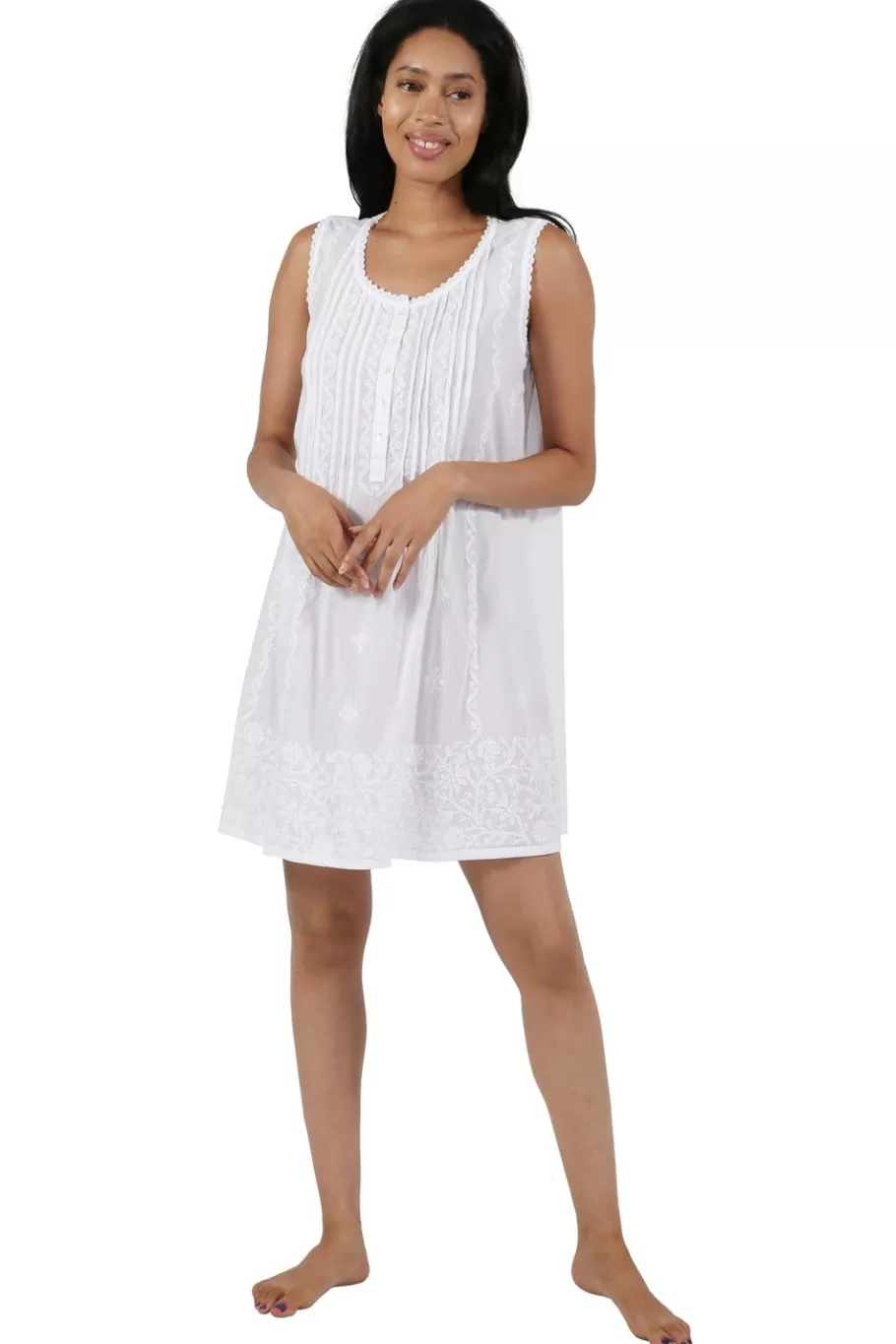 La Cera™ Camison Sin Mangas Con Botones Plisados En La Parte Delantera La Cer^ Camisas