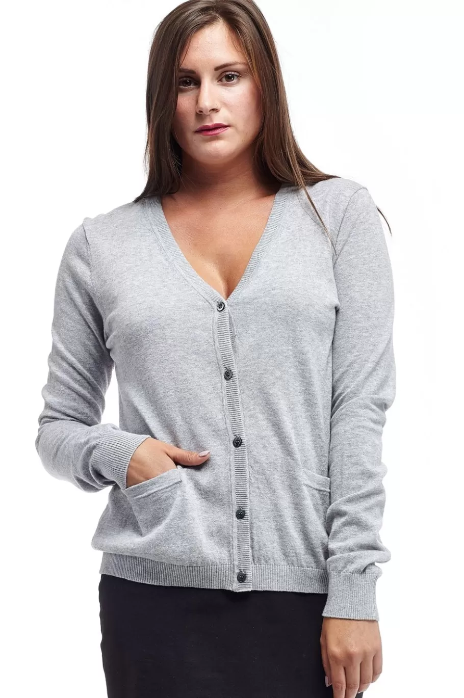 La Cera™ Cardigan De Manga Larga Con Bolsillos La Cera - Talla Grande^ Plus Tops