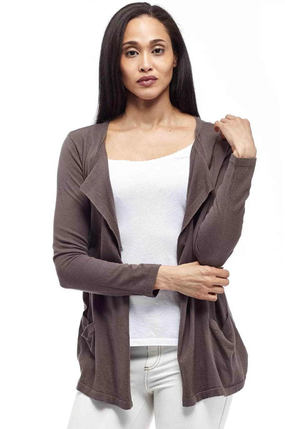 La Cera™ Cardigan Tipo Cascada De Manga Larga La Cera^ Suéteres