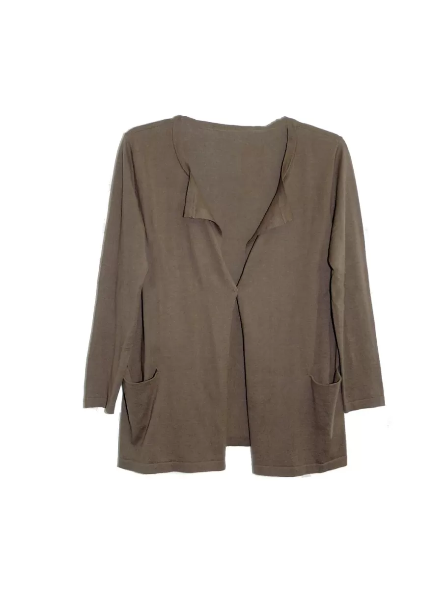 La Cera™ Cardigan Tipo Cascada De Manga Larga La Cera Talla Grande^ Plus Tops