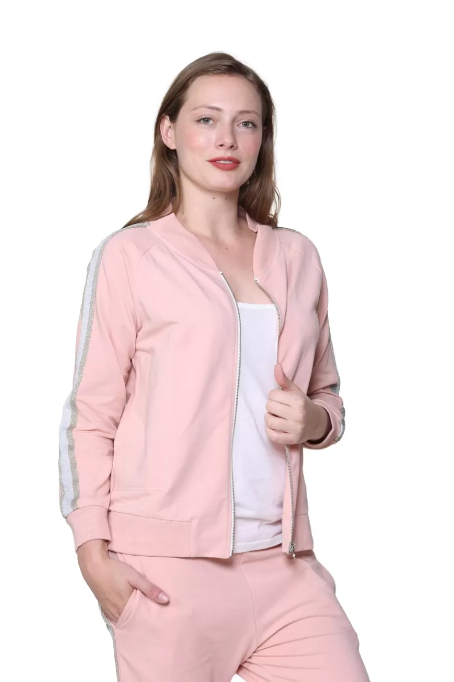 La Cera™ Chaqueta Con Cremallera De Felpa Francesa De Talla Grande^ Más Ropa Cómoda