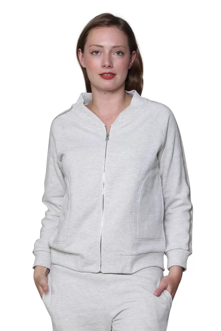 La Cera™ Chaqueta Con Cremallera De Felpa Francesa De Talla Grande^ Más Ropa Cómoda