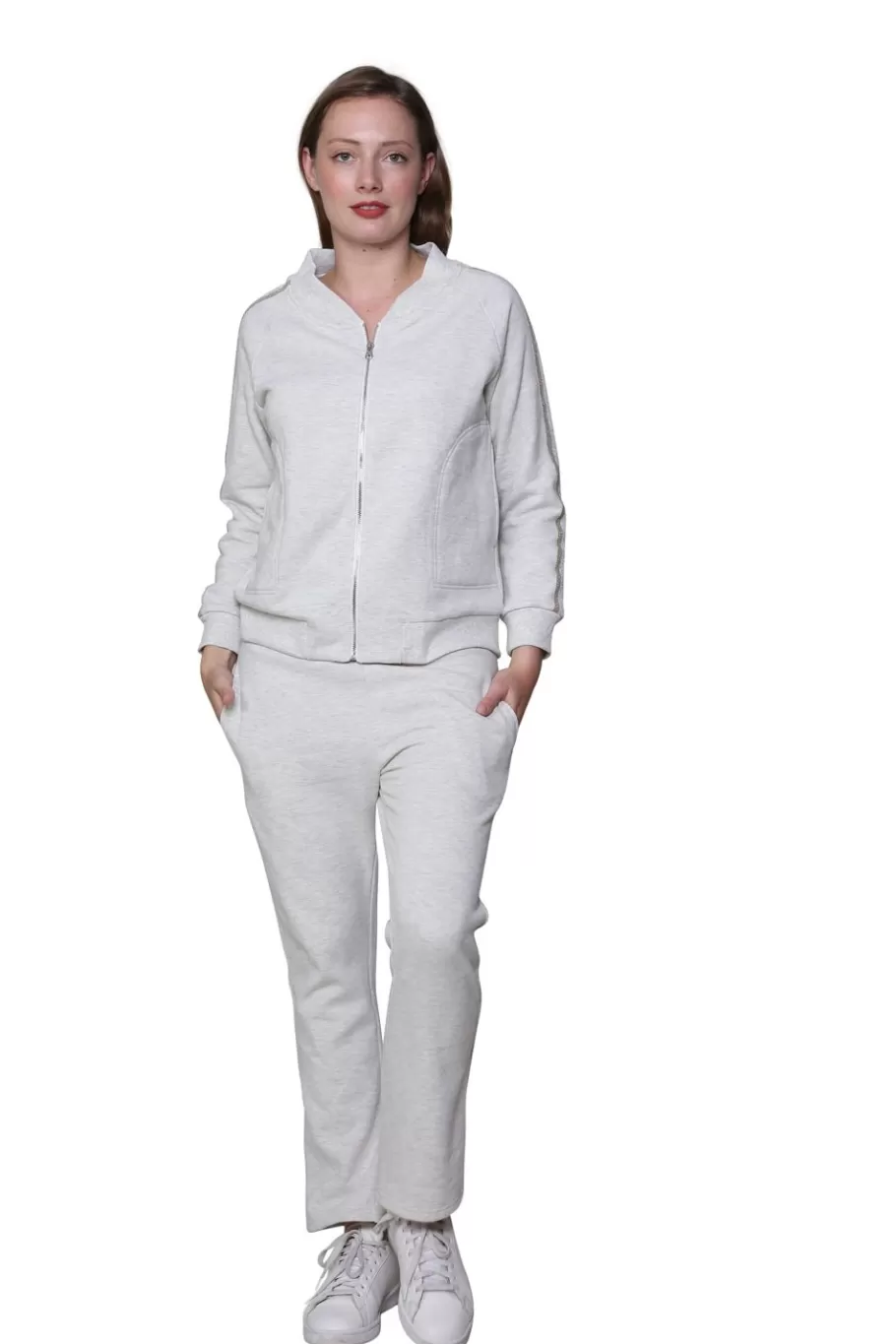 La Cera™ Chaqueta Con Cremallera De Felpa Francesa De Talla Grande^ Más Ropa Cómoda