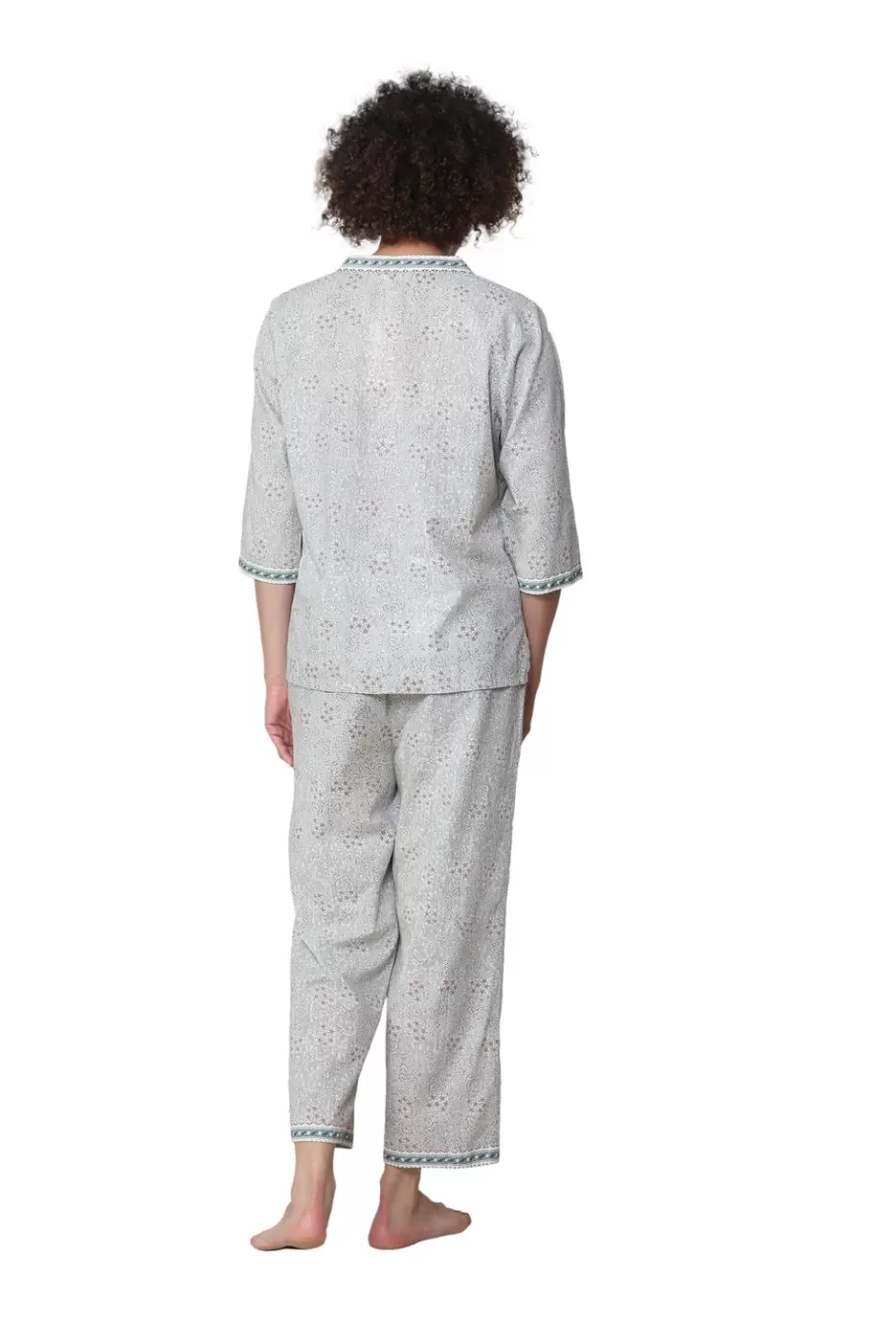 La Cera™ Conjunto De Pijama Capri Con Frente Plisado Y Manga 3/4 De La Cera^ Pijama