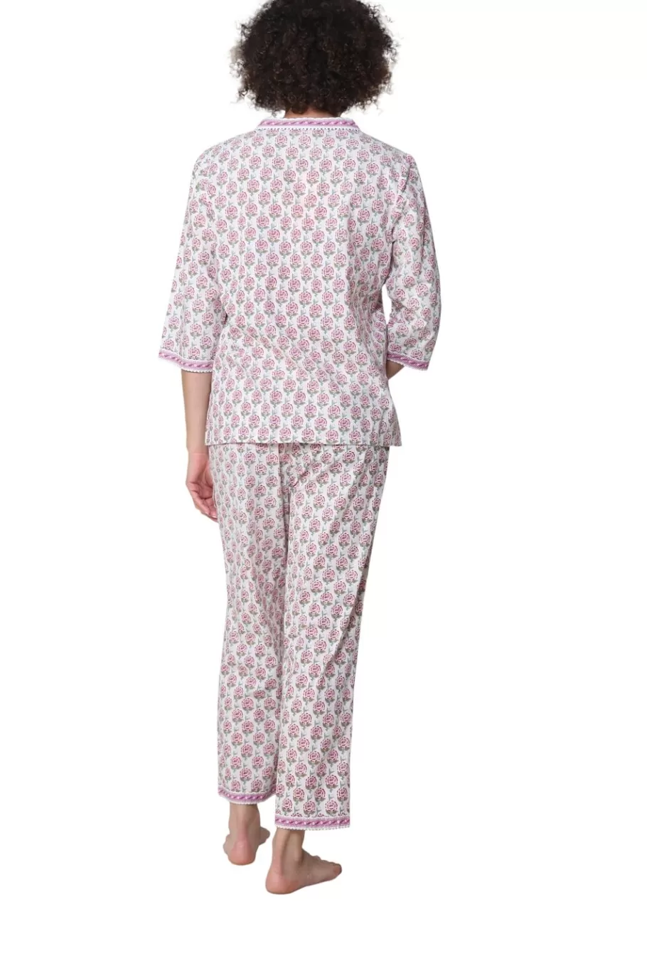La Cera™ Conjunto De Pijama Capri Con Frente Plisado Y Manga 3/4 De La Cera^ Pijama