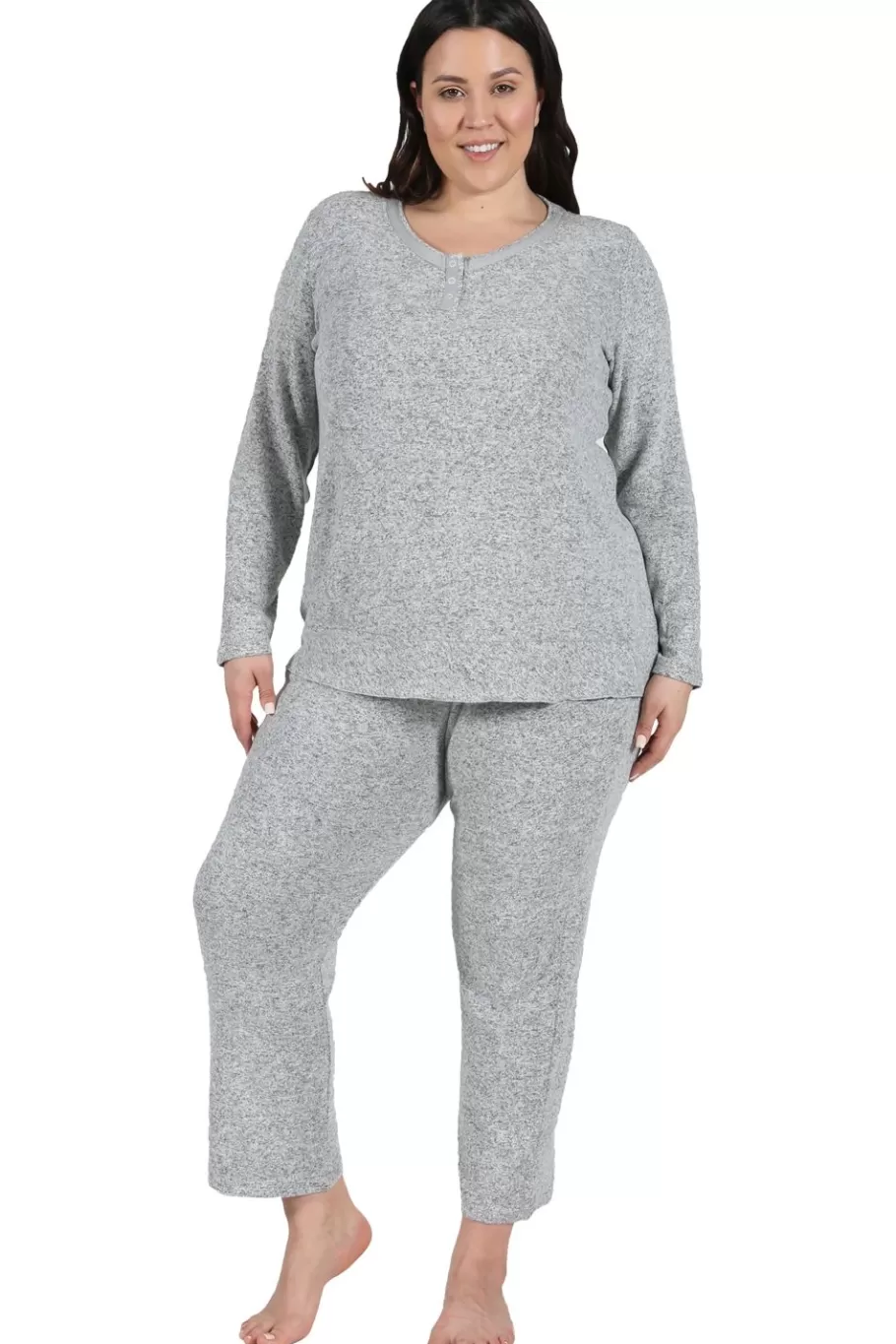 La Cera™ Conjunto De Pijama Con Broche A Presion De Talla Grande De The Comfort^ Más Ropa Cómoda