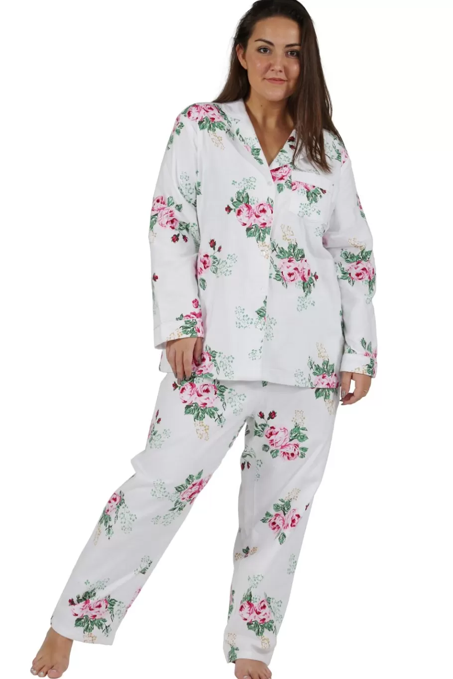 La Cera™ Conjunto De Pijama Con Estampado De Franela De Talla Grande^ Más Ropa De Dormir