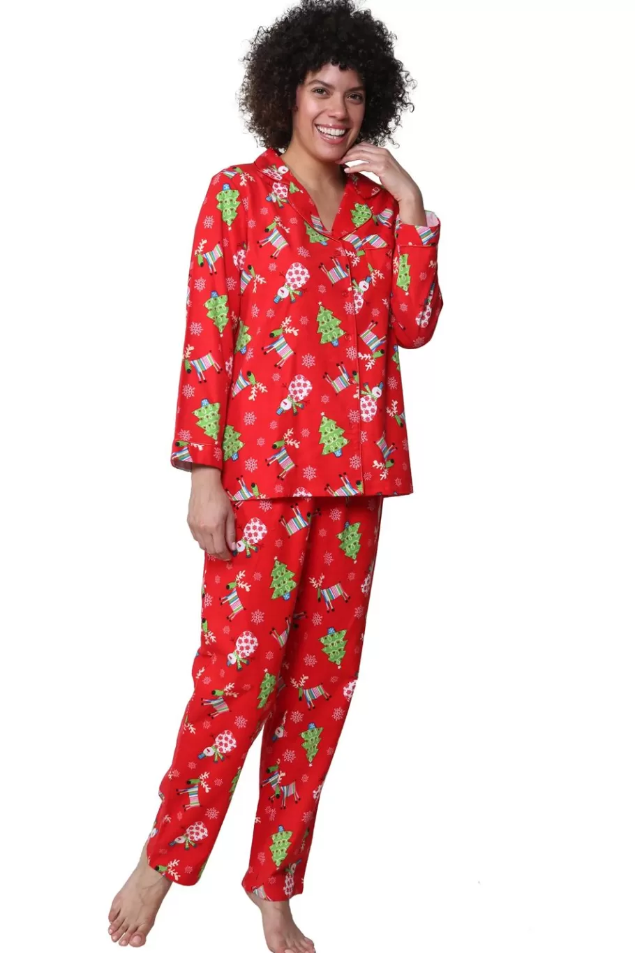 La Cera™ Conjunto De Pijama Con Estampado De Renos S De Franela^ Pijama