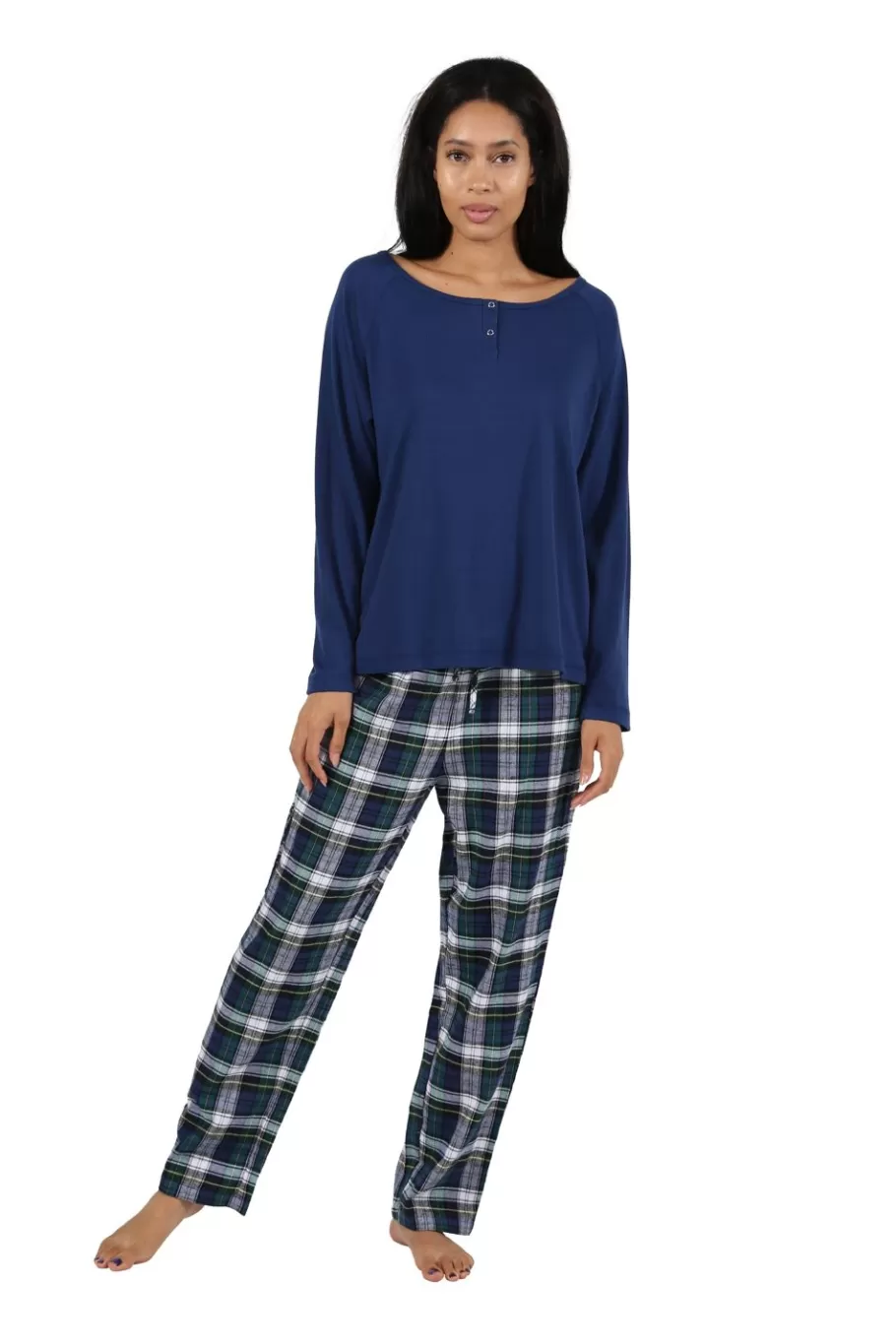 La Cera™ Conjunto De Pijama Con Top De Punto De Algodon Y Franela^ Pijama