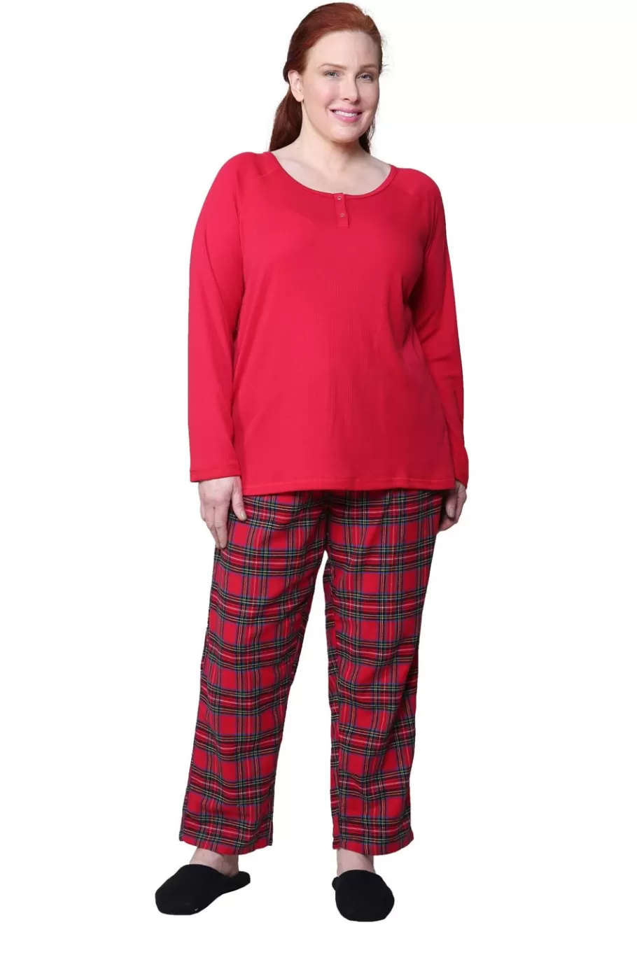 La Cera™ Conjunto De Pijama Con Top De Punto De Algodon Y Franela^ Pijama