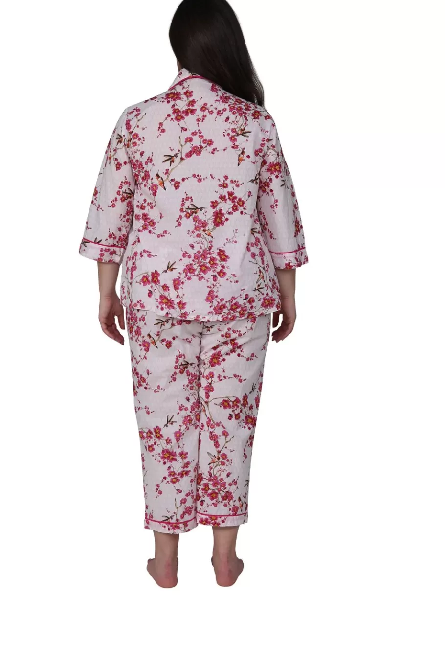La Cera™ Conjunto De Pijama De Algodon Con Manga 3/4 Cherry Blossom De La Cera^ Más Ropa De Dormir