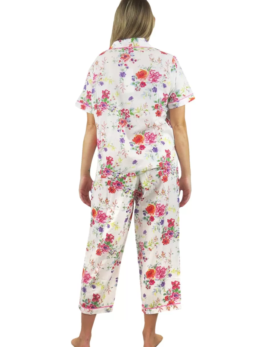 La Cera™ Conjunto De Pijama De Algodon Floral De Manga Corta La Cera^ Pijama