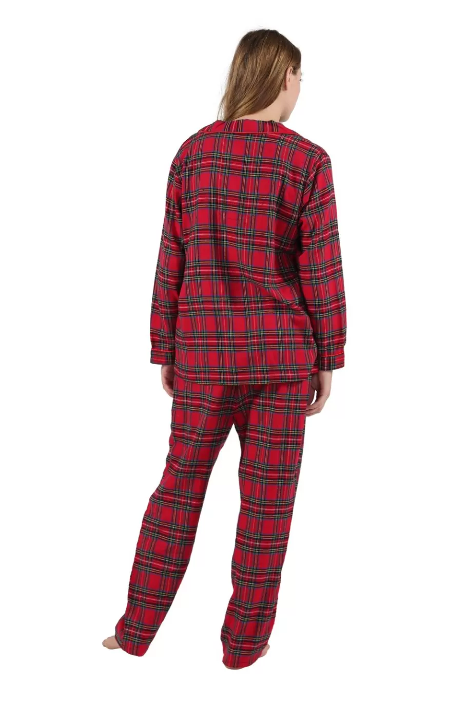 La Cera™ Conjunto De Pijama De Franela A Cuadros Tenido En Hilo 100% Algodon^ Pijama