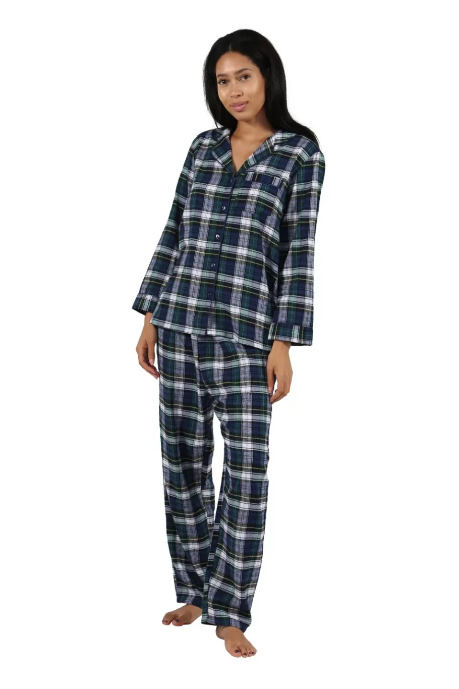 La Cera™ Conjunto De Pijama De Franela A Cuadros Tenido En Hilo 100% Algodon^ Pijama