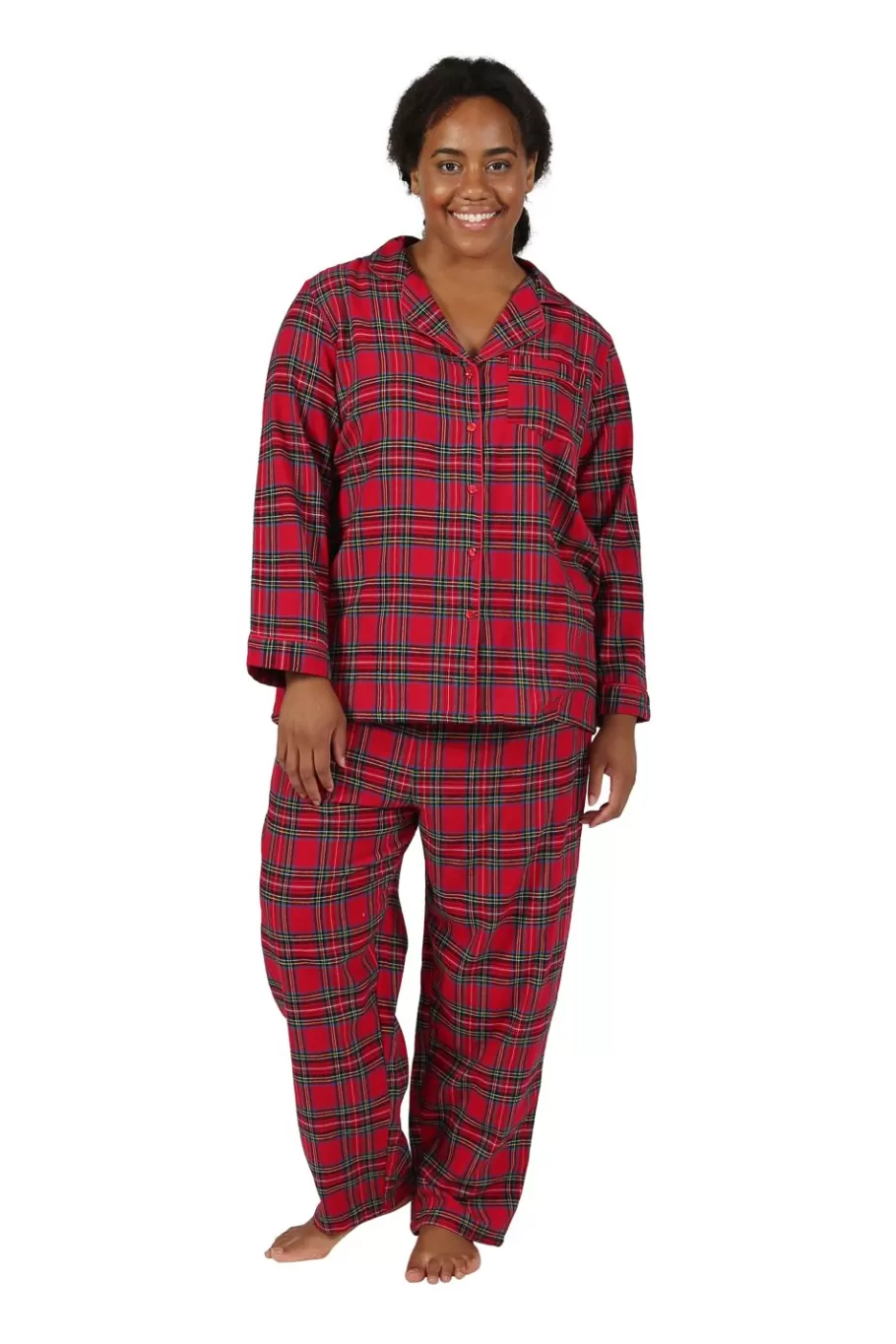 La Cera™ Conjunto De Pijama De Franela A Cuadros Tenido En Hilo De Algodon 100^ Más Ropa De Dormir