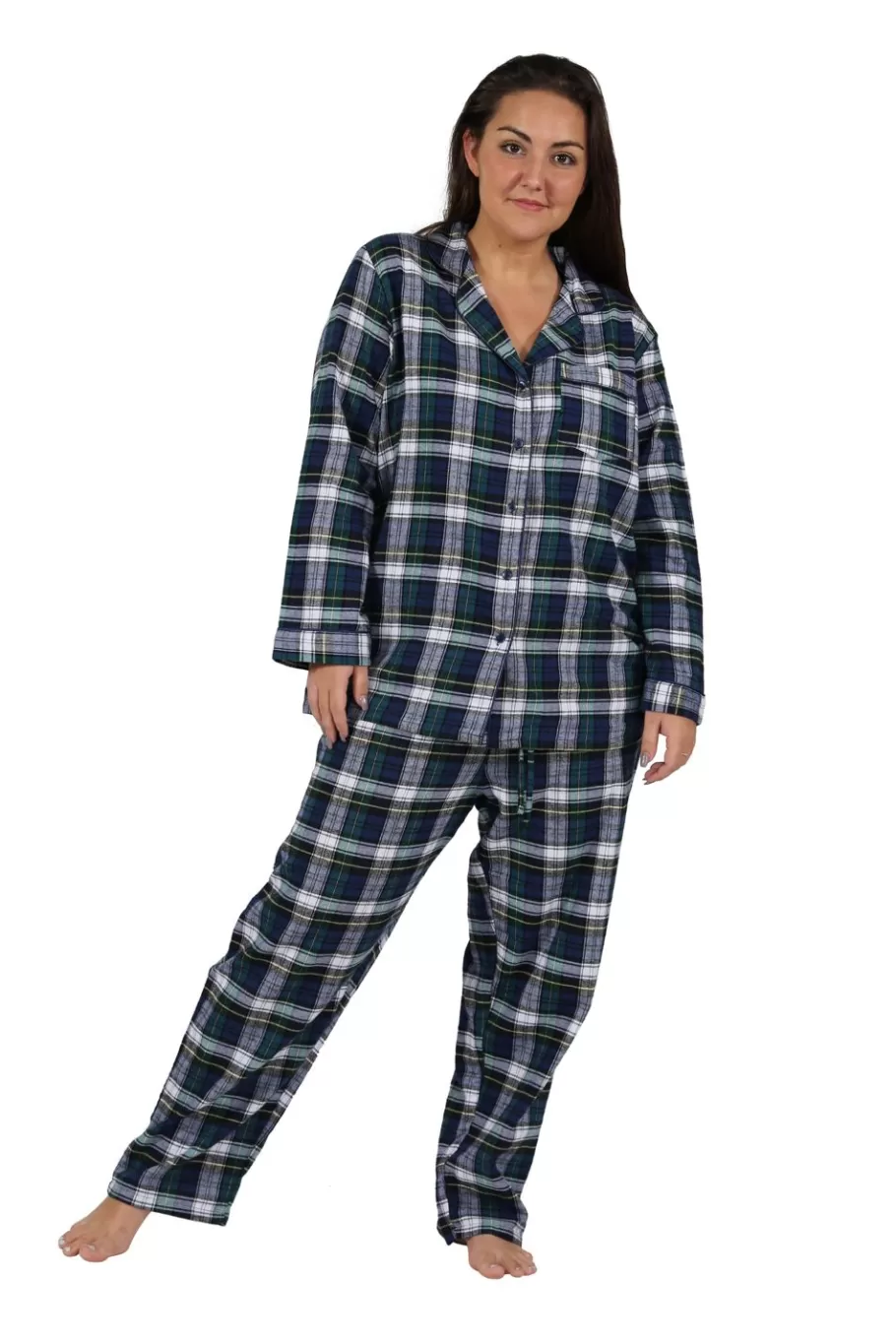La Cera™ Conjunto De Pijama De Franela A Cuadros Tenido En Hilo De Algodon 100^ Más Ropa De Dormir