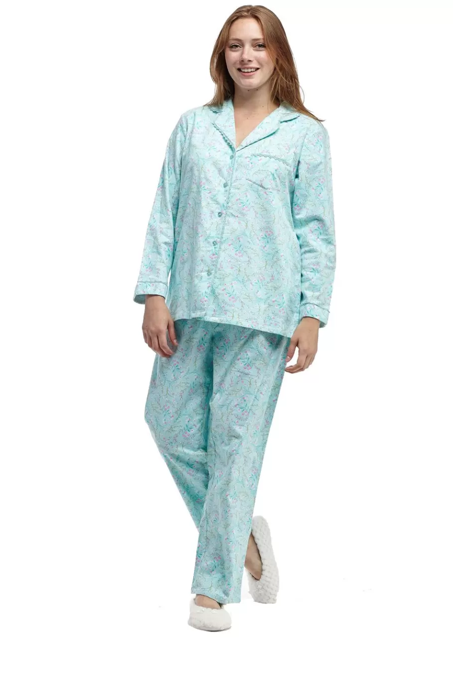 La Cera™ Conjunto De Pijama De Franela Con Estampado Floral Wispy^ Pijama