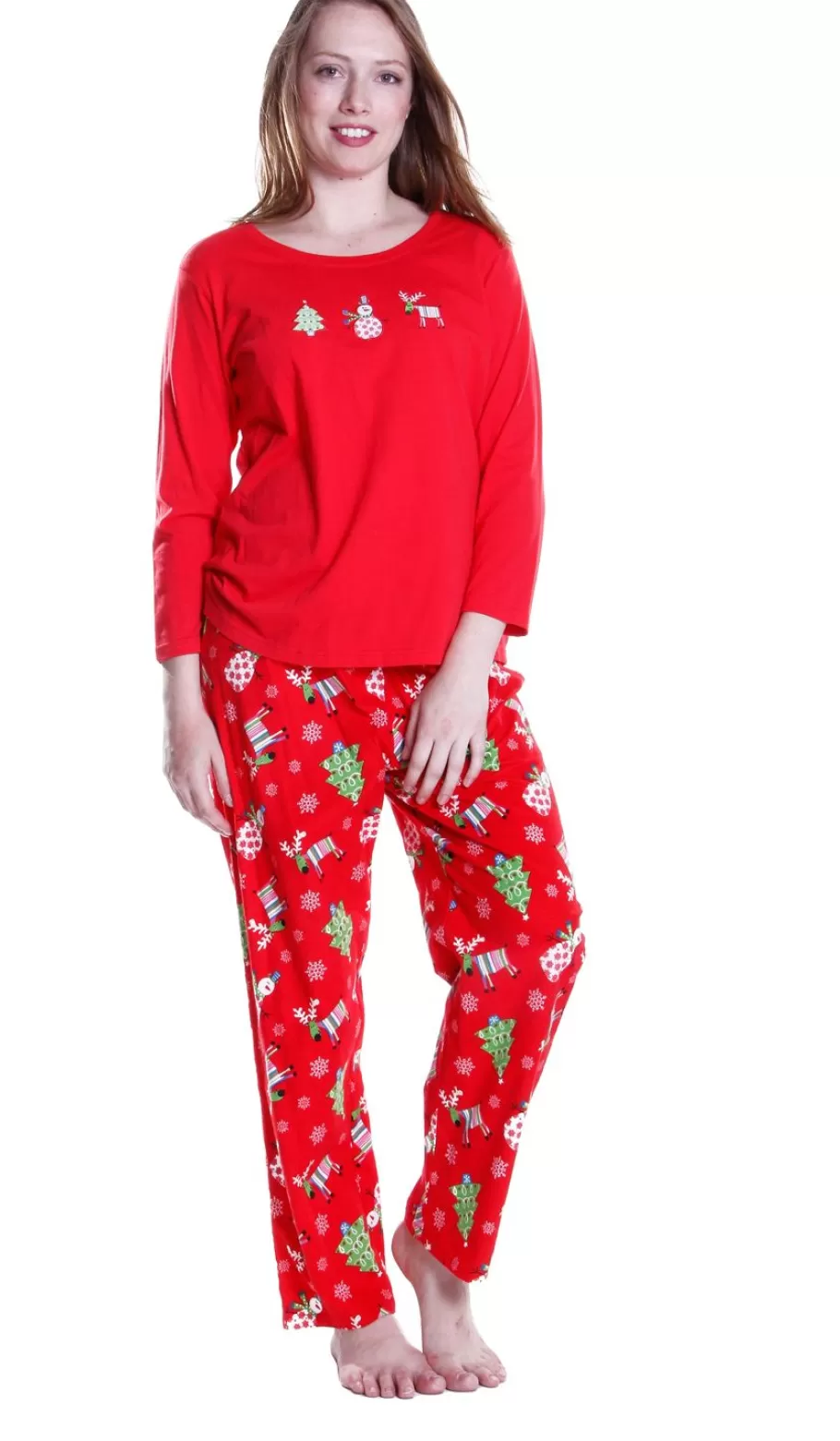 La Cera™ Conjunto De Pijama De Franela Con Estampado Navideno De La Cera^ Pijama