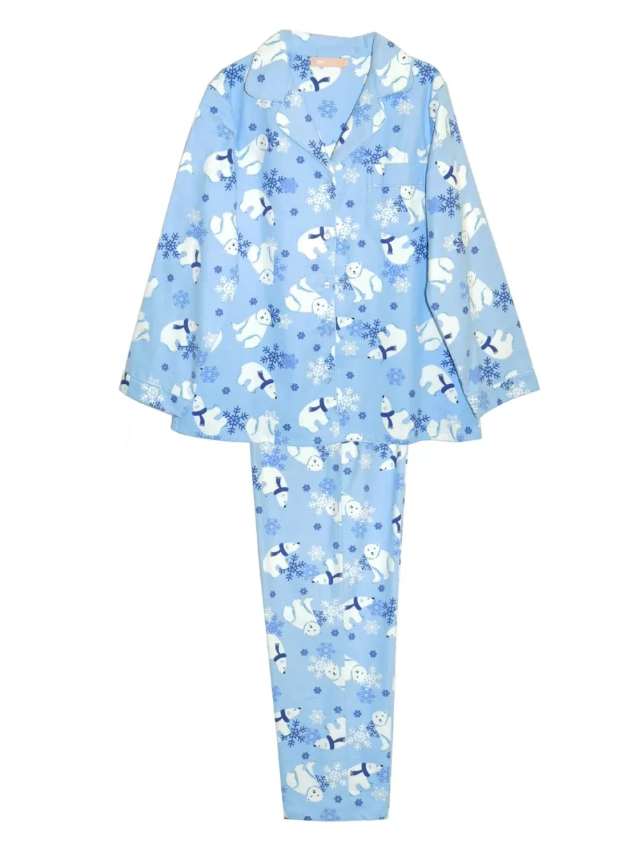 La Cera™ Conjunto De Pijama De Franela Con Oso Polar De Talla Grande^ Más Ropa De Dormir