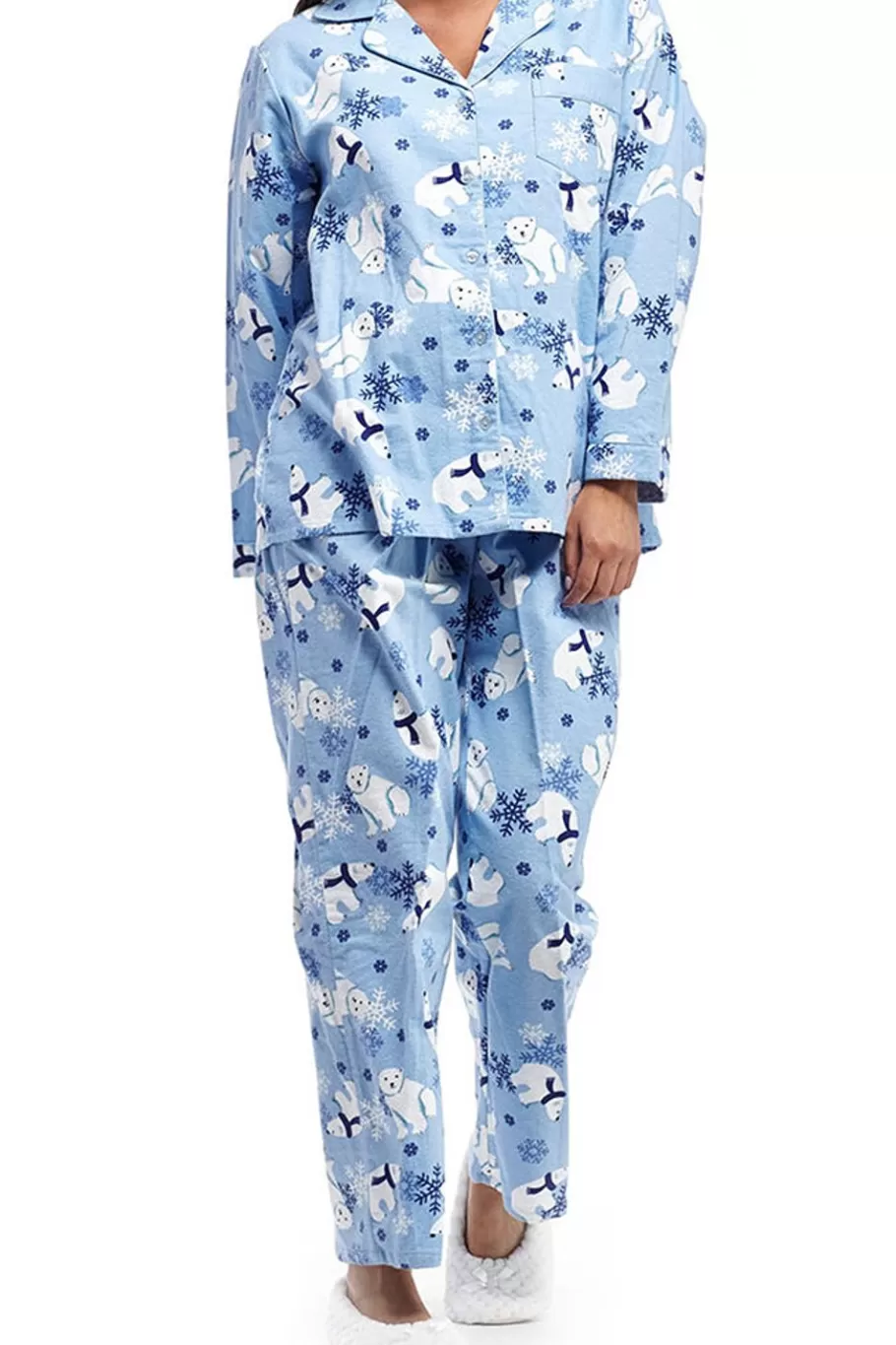 La Cera™ Conjunto De Pijama De Franela Con Oso Polar De Talla Grande^ Más Ropa De Dormir