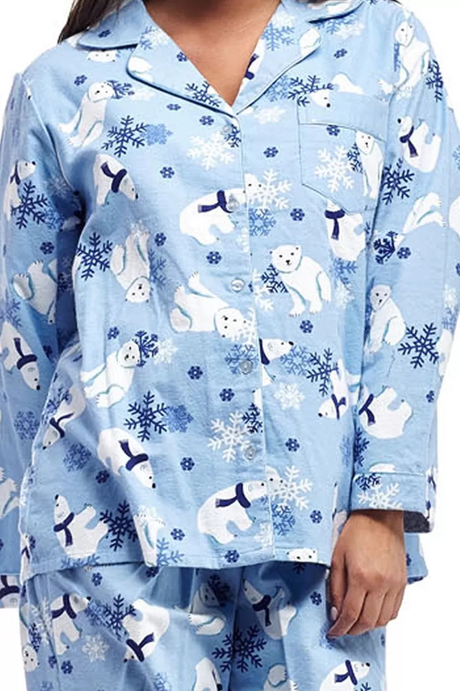 La Cera™ Conjunto De Pijama De Franela Con Oso Polar De Talla Grande^ Más Ropa De Dormir